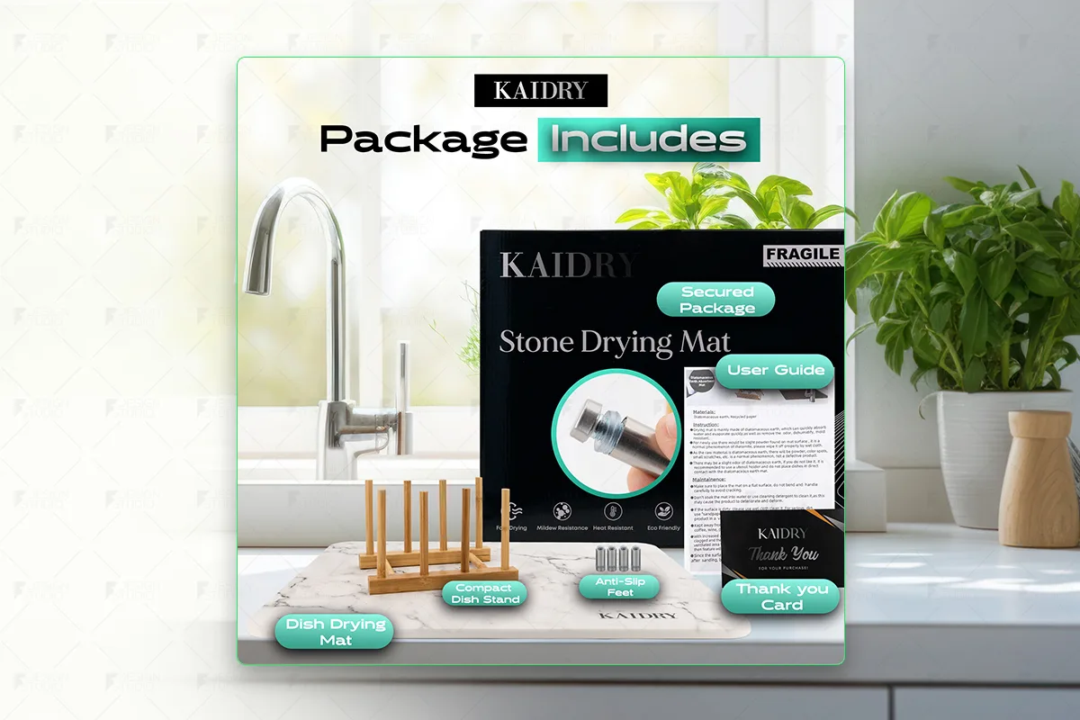Dish Drying Mat — Package Includes